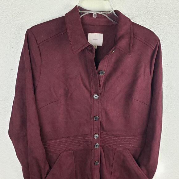 Women's A Loves A Purple Faux Suede Jacket Soft Button Up Size X-Large/XL - Picture 2 of 14